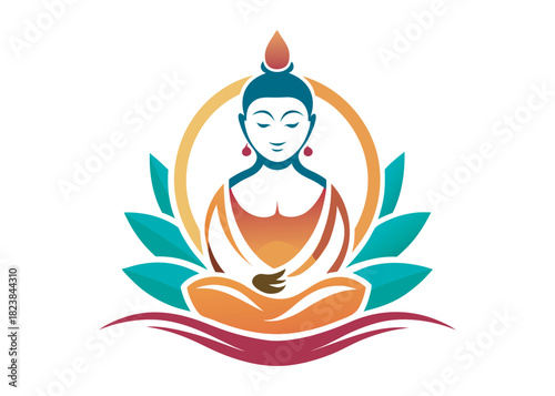 budha logo silhouette vecor, budha logo logo icon silhouette, happy buddha purnima, silhouette of a buddha with lotus vector, sitting buddha silhouette logo vector on a white background.