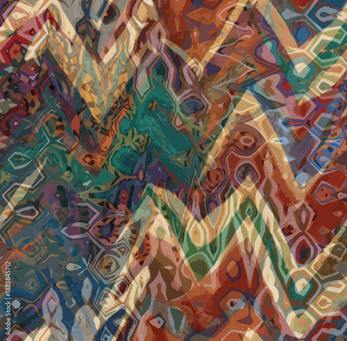 abstract vintage grunge style geometric wavy lines. ethnic traditional print design. old exotic africa safari. textile decor pattern. scarf, rug, pillow, bandana, fabric, clothing, marble, surface etc