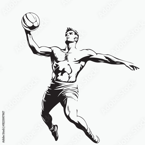 male beach volleyball athlete with ball