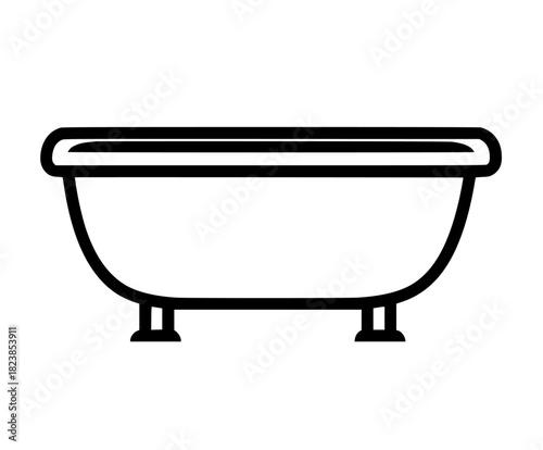 Elegant Bathroom Icon - minimalist black white illustration bathtub flat vector icon modern design. | Clean, isolated vector art for creative projects
