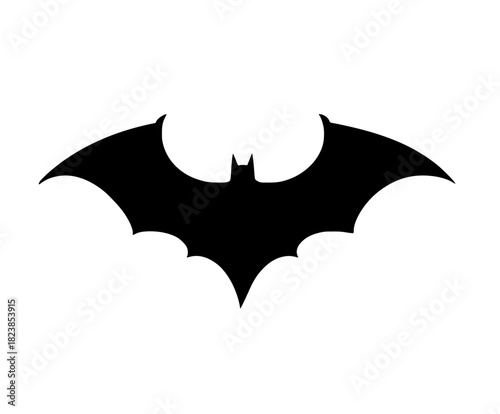 Silhouettic Vengeance: Black White Bat Icon | Clean, isolated vector art for creative projects.