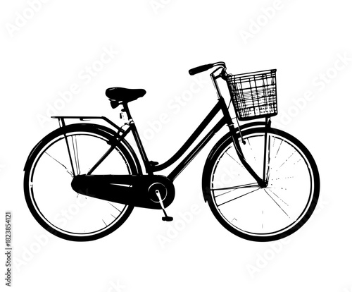 Timeless Vintage Chic: Black White Bicycle Basket Flat Vector Icon S | Clean, isolated vector art for creative projects.