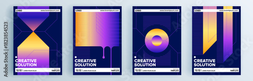 Modern abstract covers set, minimal covers design. Colorful geometric background, vector illustration.