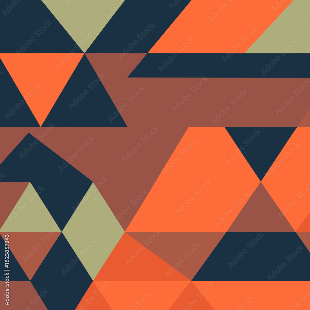 Obraz premium Geometric Abstract Pattern with Triangles and Rectangles in Earthy Tones.