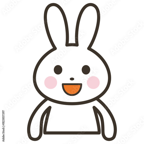 笑顔がかわいいうさぎのキャラクターの上半身イラスト