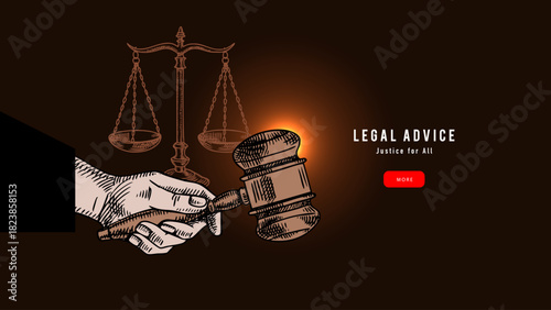 Sketch judicial law background. Court, justice, rights, artificial intelligence regulation, notary service, mediation center, arbitration concept. Engraved hand drawn vector illustration.