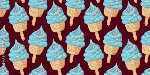 vector seamless pattern with ice cream treats