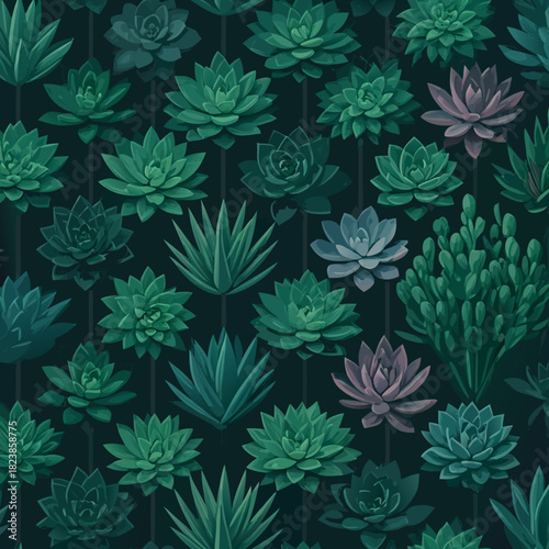 Succulent Garden A Diverse Collection of Green and Blue Plants.