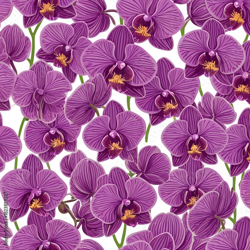 Vibrant Purple Orchid Blossom Pattern A Floral Symphony of Elegance.