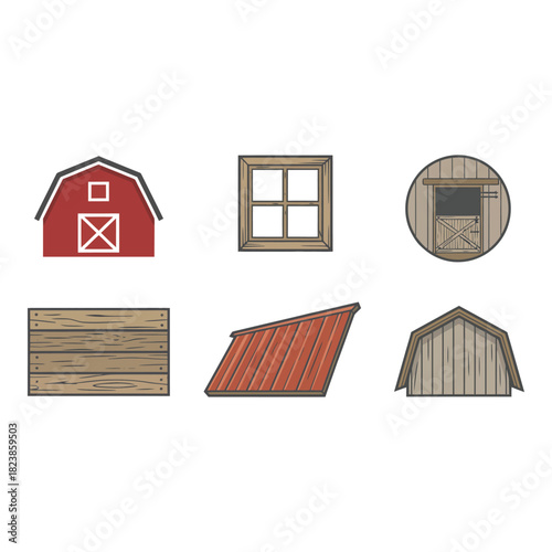 Collection of barn and shed building elements