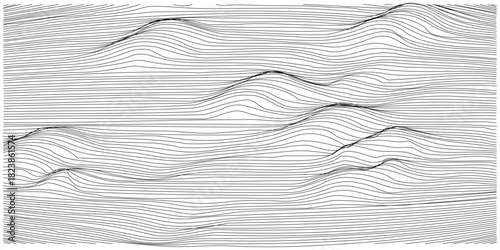 Abstract Topographic Line Pattern with Disjointed Peaks and Wavy Horizontal Base