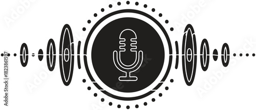 Microphone Sound Wave Icon - Voice Recording Audio Spectrum Podcast Vector