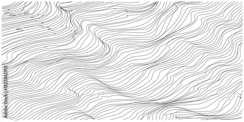 Tight Contour Line Pattern Creating Distinct Abstract Swirl Shapes and Topography