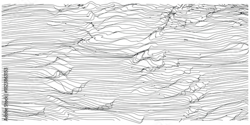 Dense Cracked Line Art Pattern with Sharp Pronounced Tears and Geological Fractures