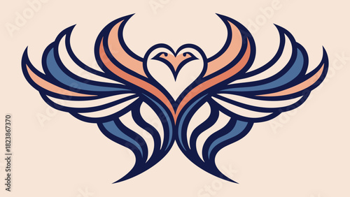 Elegant Continuous Line Art of Birds Forming a Heart