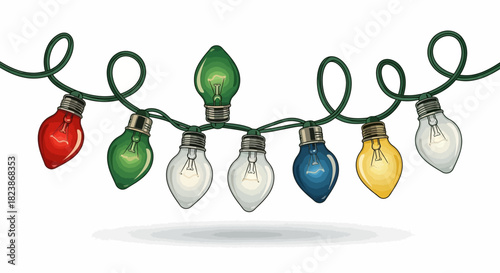 Festive String of Colorful Christmas Lights A Joyful Holiday Decoration