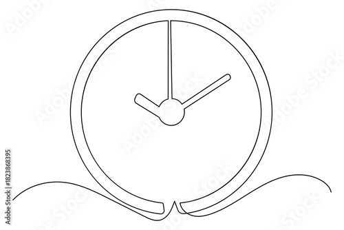 Clock icon continuous line drawing minimalist style isolate outline