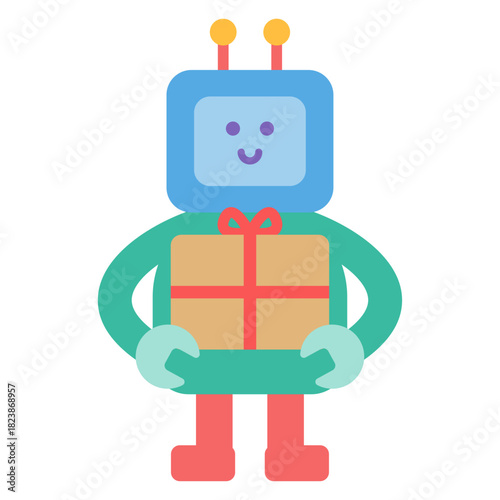 선물 배달 로봇 일러스트