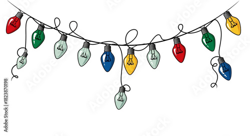 Festive String of Lights A Colorful Illustration for Holiday Decorations and Celebrations