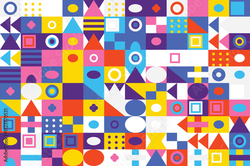 Abstract Geometric Shapes Kaleidoscope of Vibrant Forms and Colorful Pattern