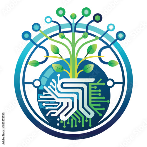 Science Day Emblem: Technology and Biology Connection