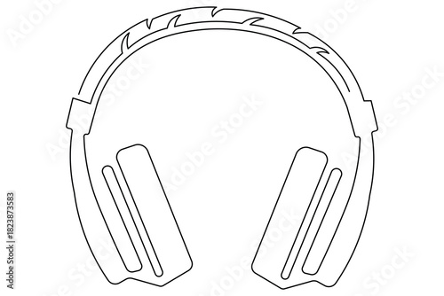 Minimalist headphone continuous line drawing icon symbol isolate music