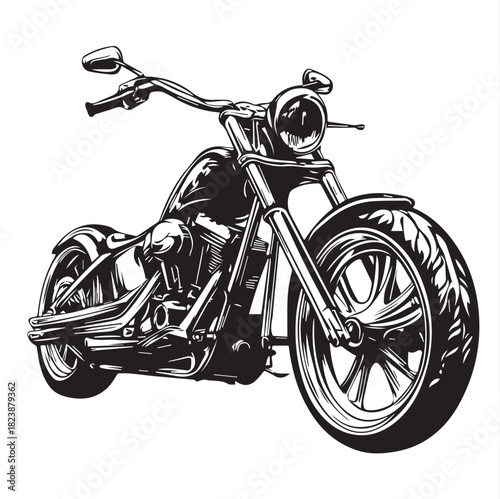 chopper motorcycle on white background