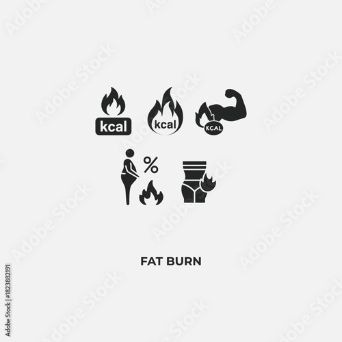 Fat Burning Concept Logo Set Calories 