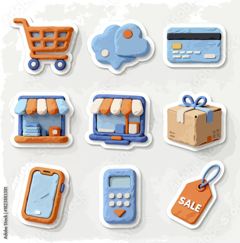 Ecommerce icons set for digital shopping and online sales