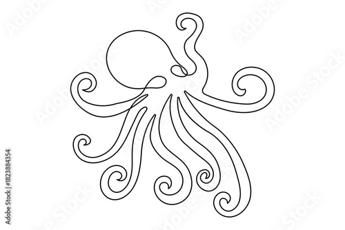 Octopus minimalist continuous line illustration abstract sea creature outline art
