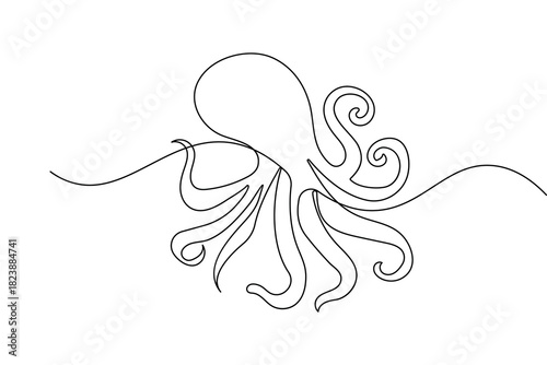 Octopus minimalist continuous line illustration abstract sea creature outline art

