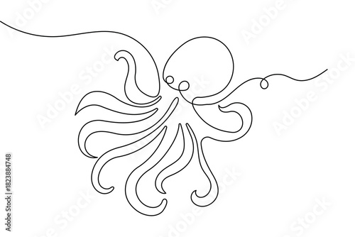 Octopus minimalist continuous line illustration abstract sea creature outline art
