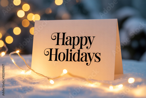 Wishing you happy holidays with this festive greeting card and twinkling lights to bring joy and warmth to your season's greetings and celebrate the new year