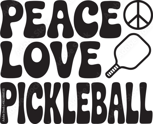 Peace love pickleball with peace sign and racket ball game sports vector art