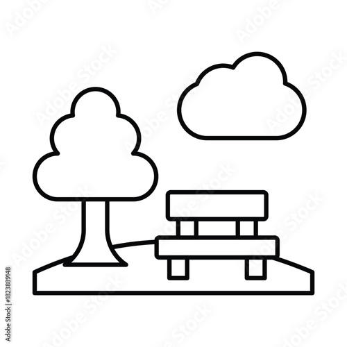 Park Bench Vector icon which can easily modify or edit