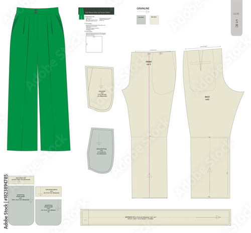 Stylish women wide leg trousers sewing pattern in sizes S and M