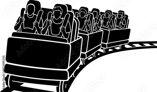 Silhouette illustration of a roller-coaster train