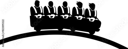 Silhouette illustration of a roller-coaster train