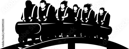 Silhouette illustration of a roller-coaster train