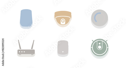 Collection of simplified wireless devices illustrations on black background