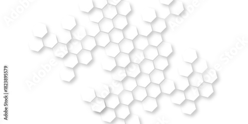abstract geometric honeycomb mosaic white background, hexagons abstract surface 3D rendered for technology design, modern abstract white hexagonal geometric pattern background.