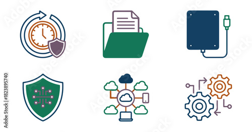 Data security and technology icons for digital communication