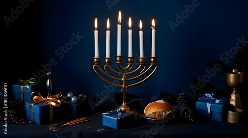 hanukkah menorah with candles