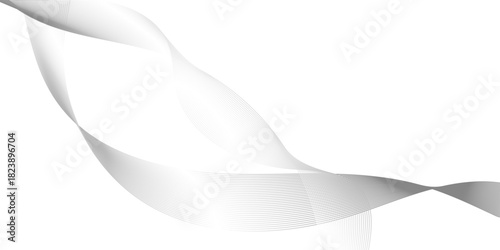 Minimalist abstract wave line background evoking Smoothness, abstract wave line vector illustration modern gradient white background with grey wavy lines.