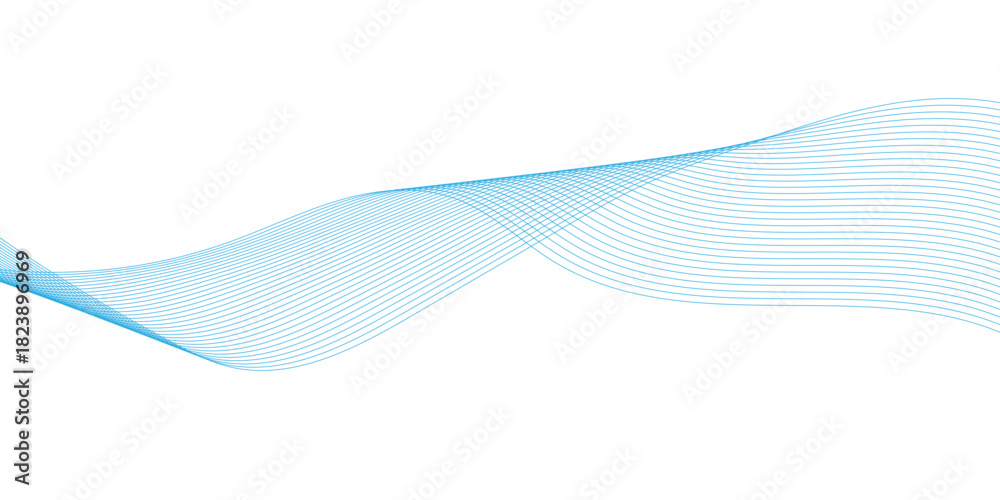 Fototapeta premium Blue wave line abstract background template, smooth and elegant digital graphic design coabstract modern background with blue wavy lines and particles.