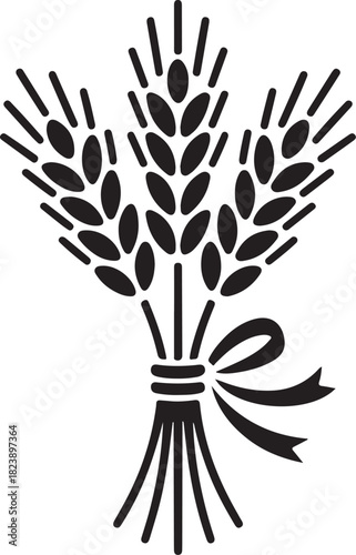 Wheat bundle tied with ribbon icon silhouette