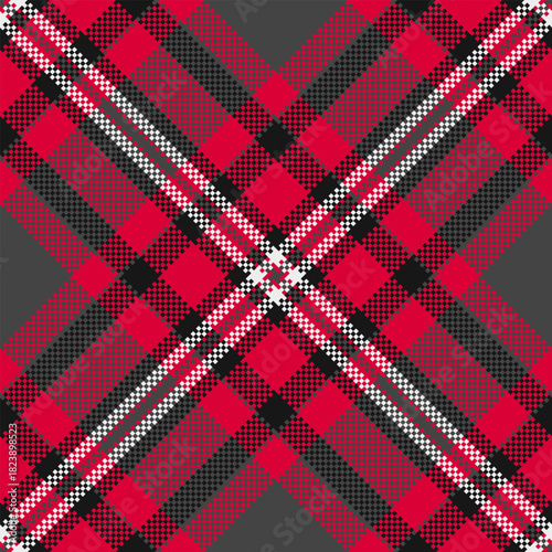 Pink tartan texture background, neutral textile check plaid. Independence day seamless fabric vector pattern in red and grey colors.