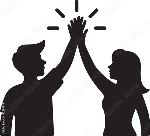 Icon of two hands in a high five silhouette