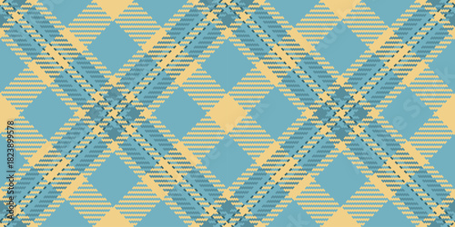 Collage texture tartan background, menswear seamless check pattern. Countryside vector fabric plaid textile in cyan and amber colors.