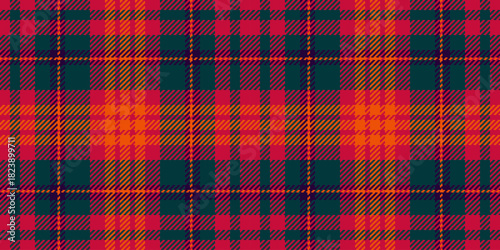 Sewing plaid fabric check, packing seamless vector textile. Screen texture pattern tartan background in dark and red colors.
